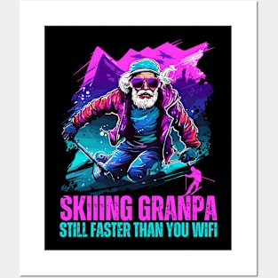 Skiing Grandpa Still Faster Than Your Wifi Funny Design Posters and Art